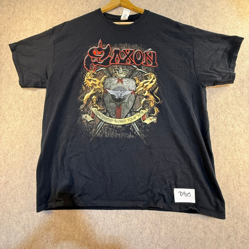 Saxon Thunderbolt World Tour 2018 Band T-Shirt Mens XL Black Graphic Tee Metal